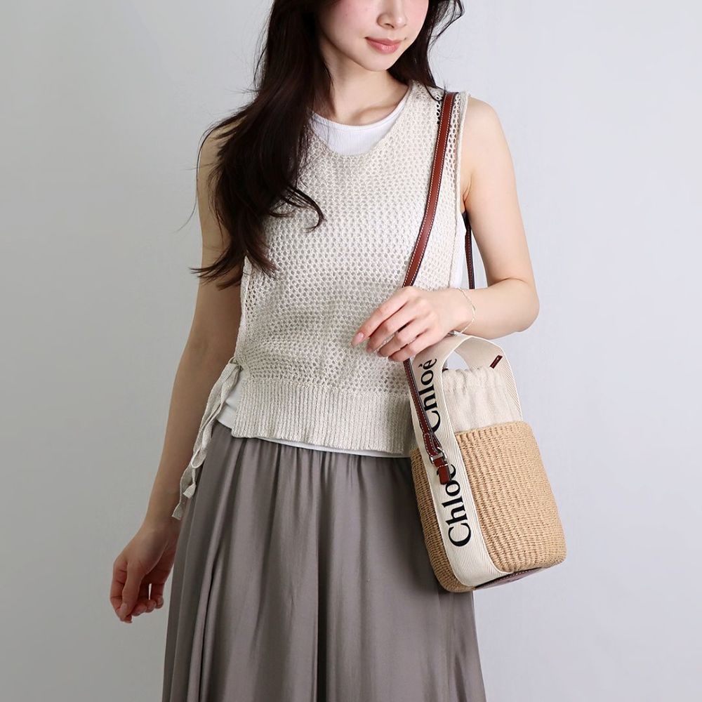 クロエ CHLOE かごバッグ 2WAYバッグ WOODY SMALL ウッディ スモール CHC22SS381 G55 101 WHITE バスケット