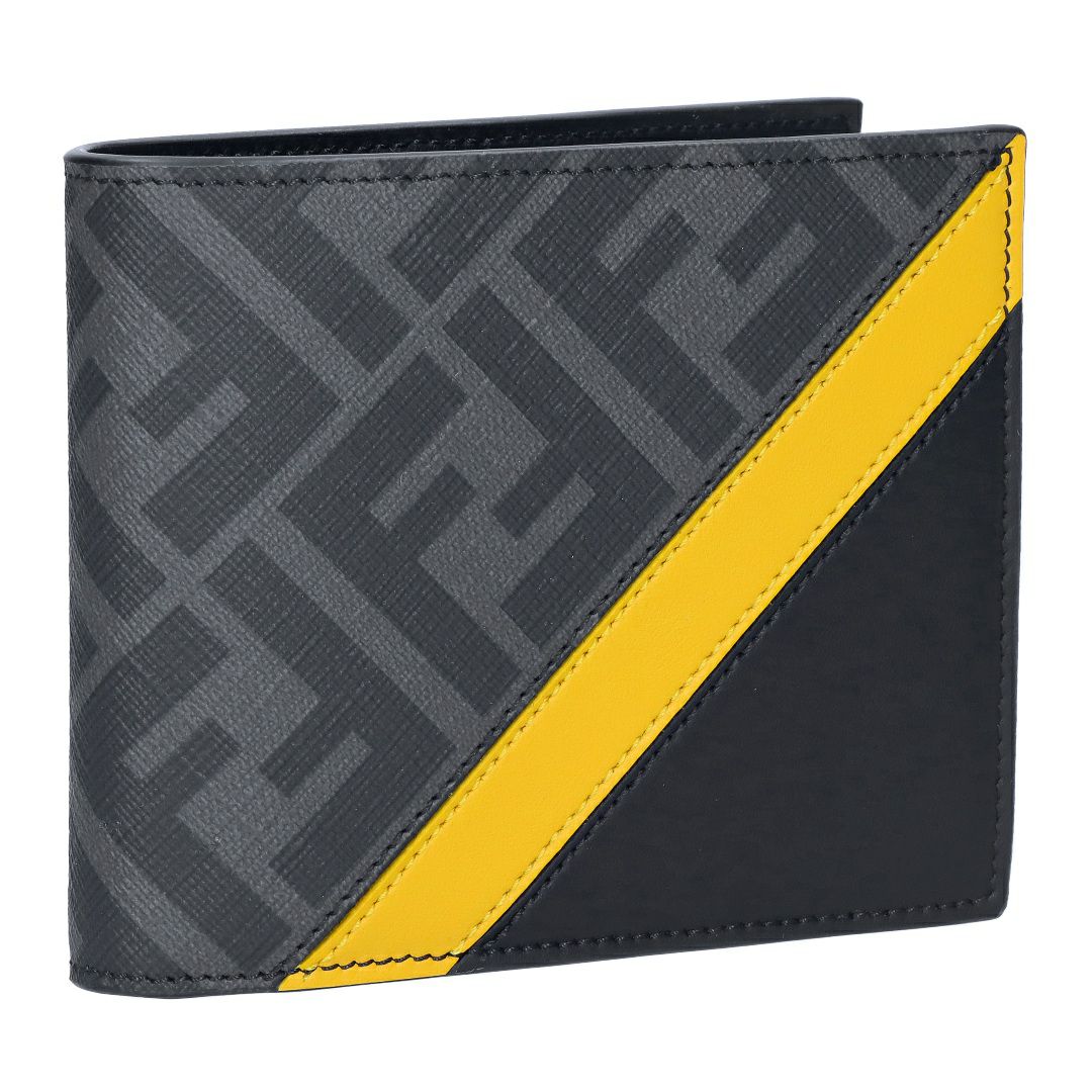 フェンディ FENDI メンズ 折財布 二つ折財布 小銭入れ付き 7M0001 A9XS F0R2A VIT CENTURY NERO SUNFL 【お取り寄せ】