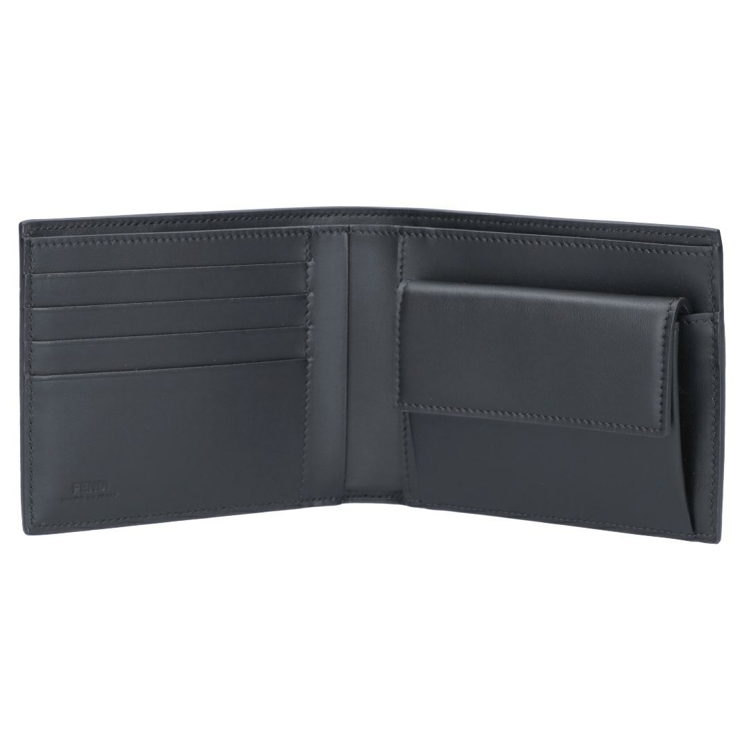 フェンディ FENDI メンズ 折財布 二つ折財布 小銭入れ付き 7M0001 A9XS F0R2A VIT CENTURY NERO SUNFL 【お取り寄せ】