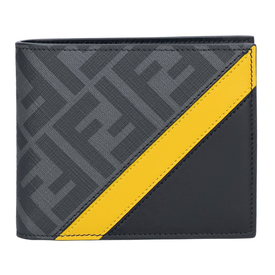 フェンディ FENDI メンズ 折財布 二つ折財布 小銭入れ付き 7M0001 A9XS F0R2A VIT CENTURY NERO SUNFL 【お取り寄せ】