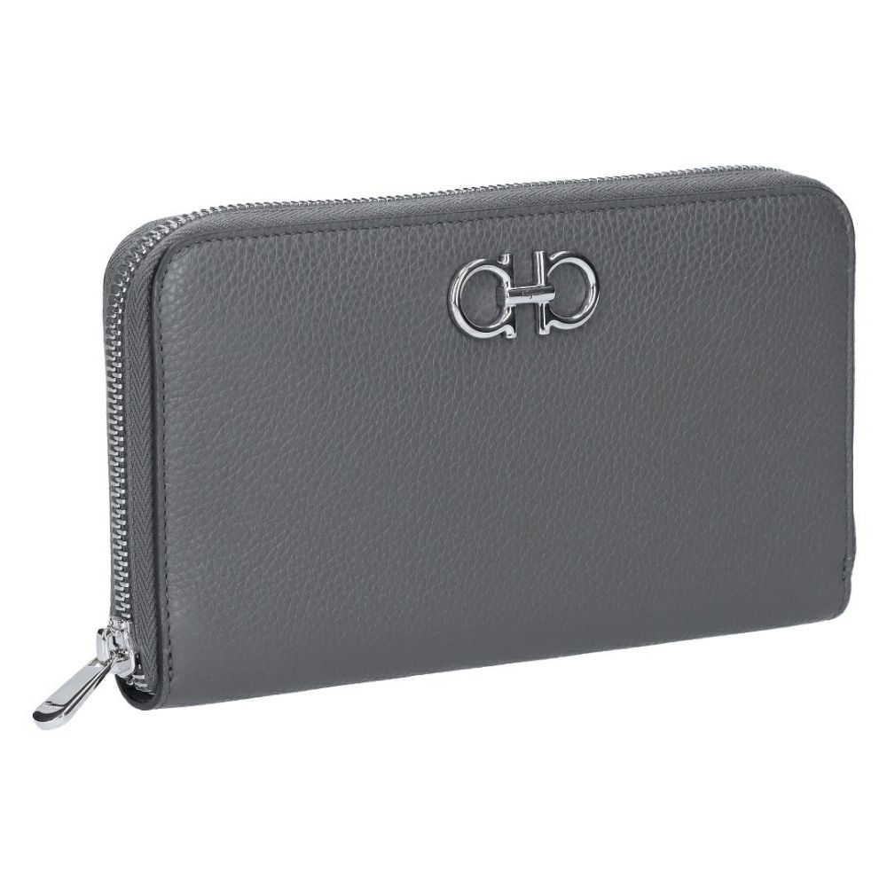フェラガモ FERRAGAMO 長財布 ラウンド財布 GANCINO ガンチーニ 220405 763012 DARK GREY