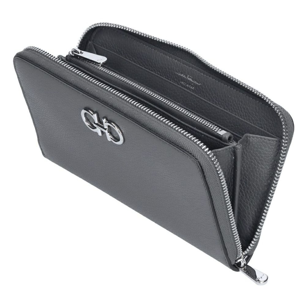 フェラガモ FERRAGAMO 長財布 ラウンド財布 GANCINO ガンチーニ 220405 763012 DARK GREY