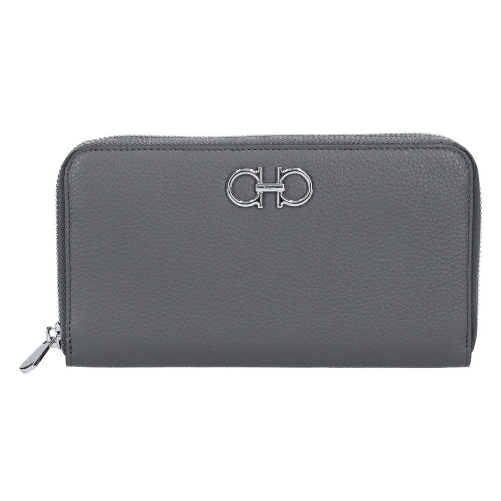 フェラガモ FERRAGAMO 長財布 ラウンド財布 GANCINO ガンチーニ 220405 763012 DARK GREY