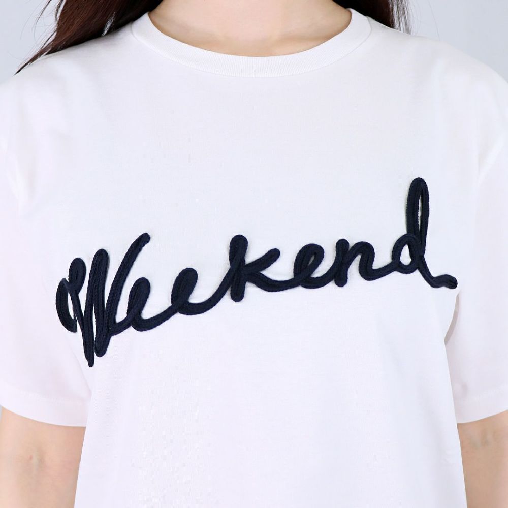 マックスマーラウィークエンド MAXMARA WEEKEND レディース 半袖 Tシャツ ロゴ OLGA 5971045206004 BIANCA SCRITTA BLUE