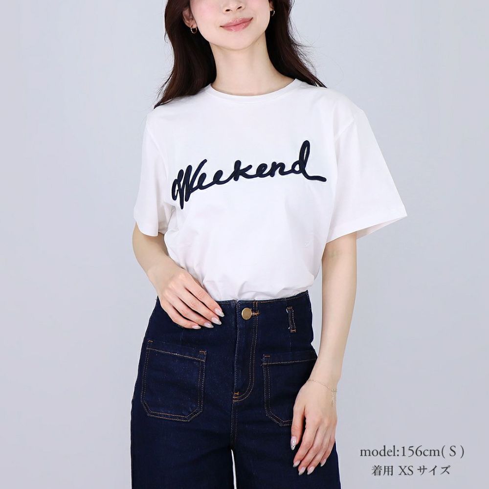 マックスマーラウィークエンド MAXMARA WEEKEND レディース 半袖 Tシャツ ロゴ OLGA 5971045206004 BIANCA SCRITTA BLUE