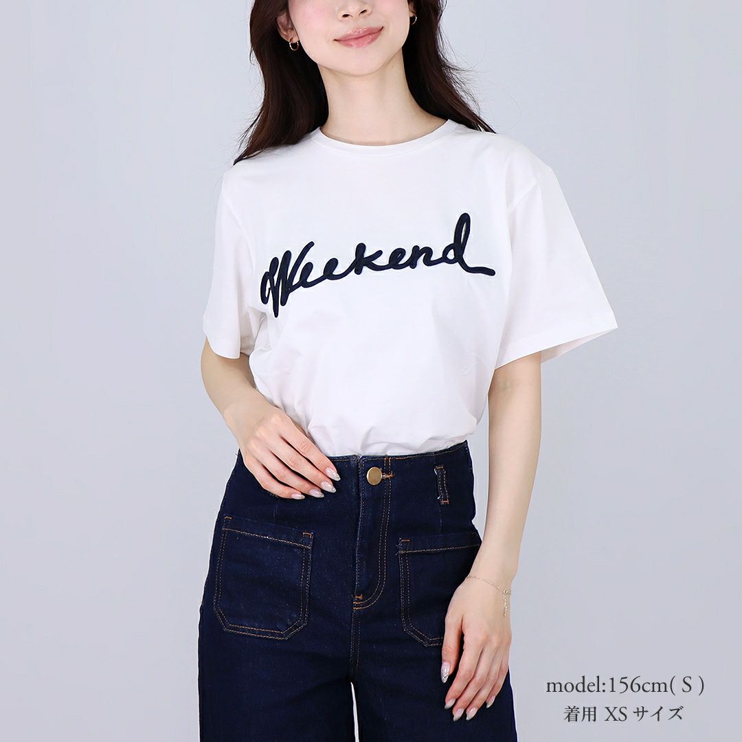 マックスマーラウィークエンド MAXMARA WEEKEND レディース 半袖 Tシャツ ロゴ OLGA 5971045206004 BIANCA SCRITTA BLUE