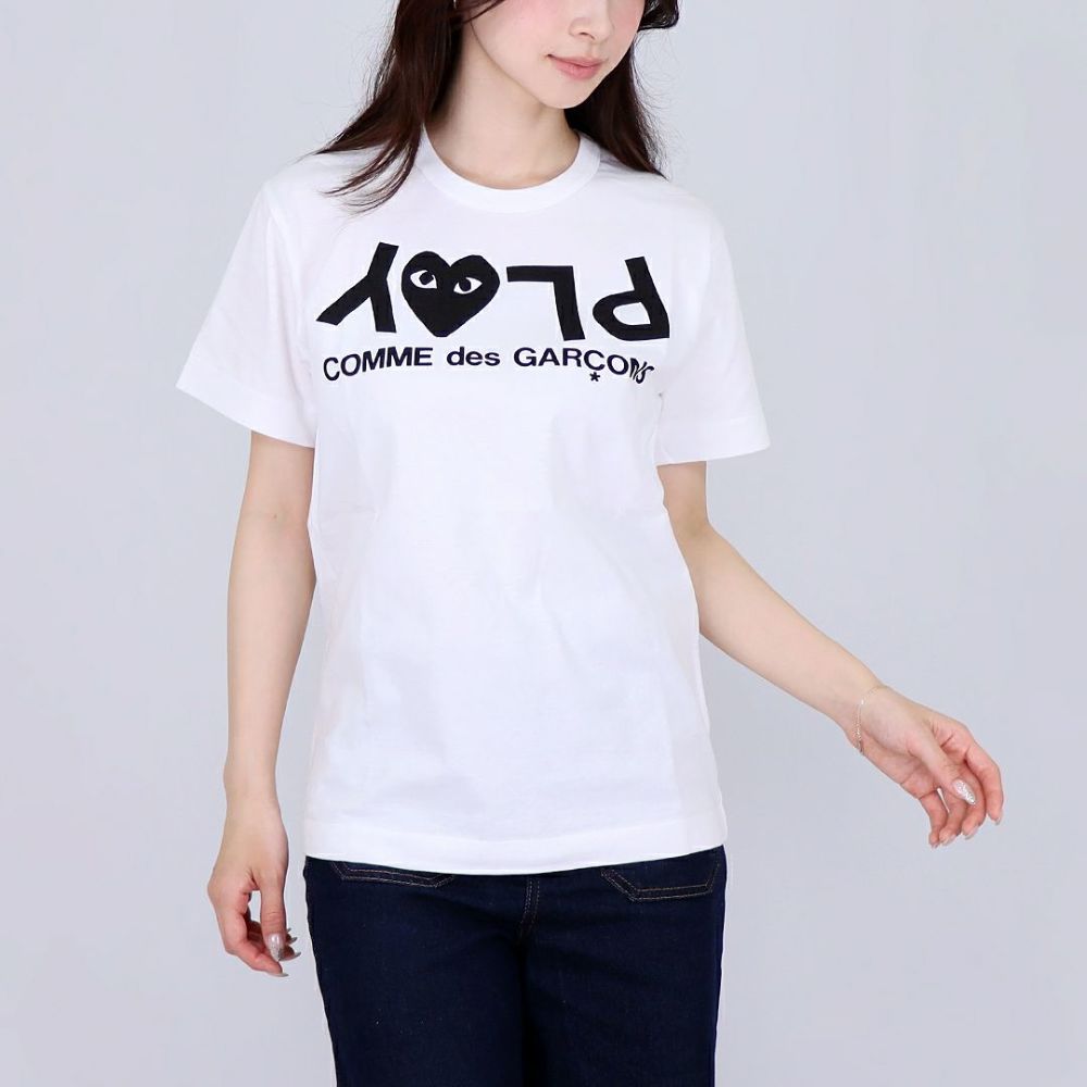 コムデギャルソン COMME DES GARCONS ユニセックス ロゴ 半袖 Tシャツ PLAY プレイ AX-T068 メンズ レディース