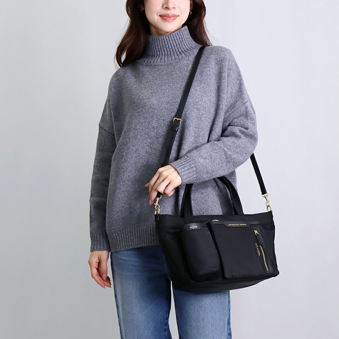 アニヤハインドマーチ ANYA HINDMARCH 2WAYバッグ トートバッグ 193474/5050925193474 BLACK ミニ マルチポーチ トート