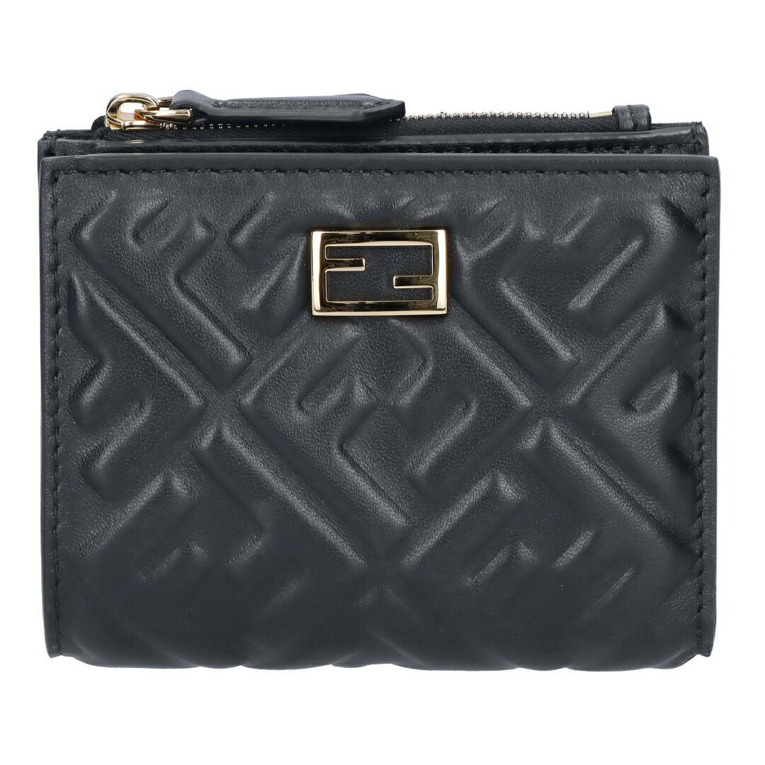 フェンディ FENDI 折財布 二つ折財布 スリムバゲット 8M0506 AAJD F0KUR NERO+ORO ブラック