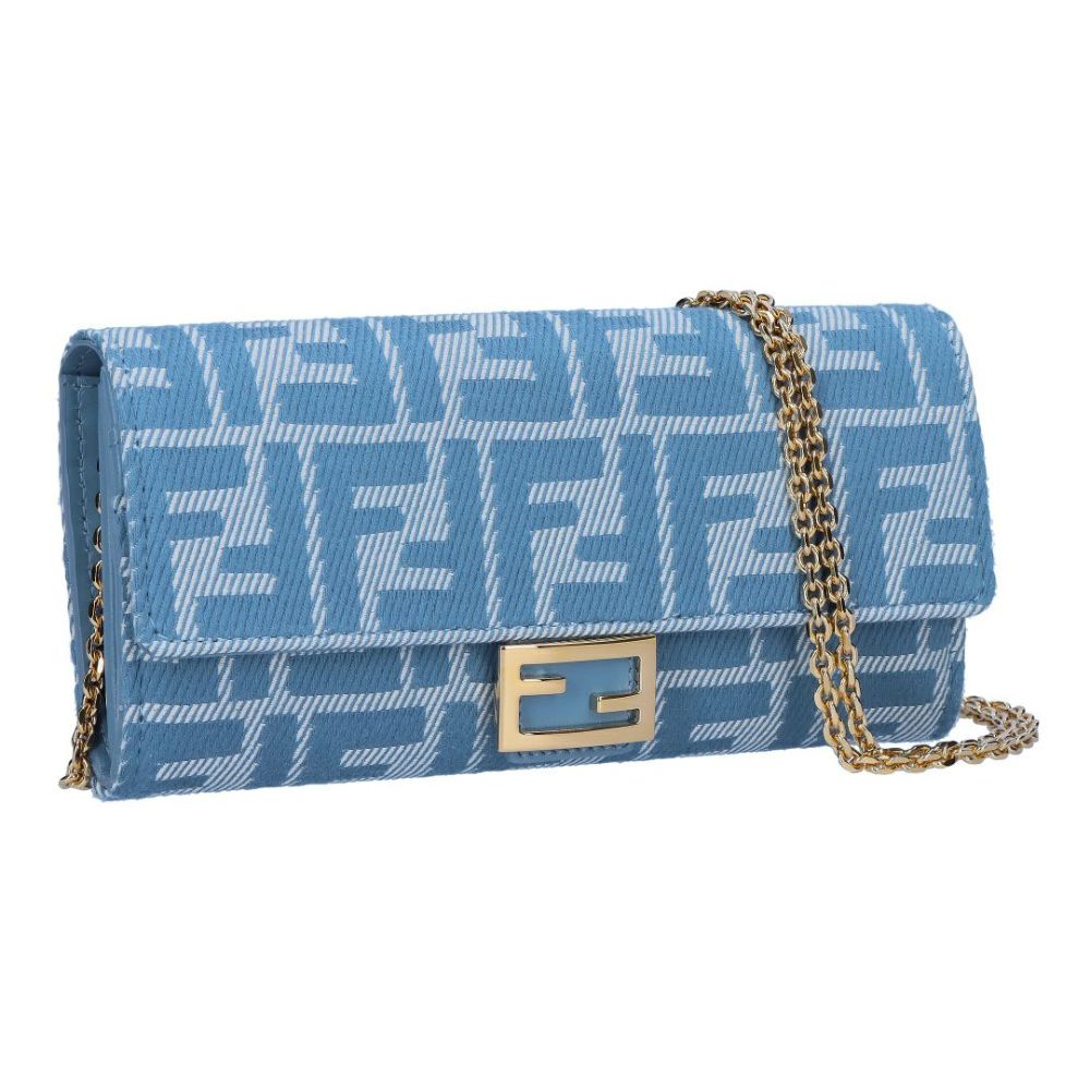 フェンディ FENDI 長財布 チェーンウォレット DENIM ブルーデニム調FFジャカード 8M0365 AUNJ F1SKL CARF WHITE BLUE+