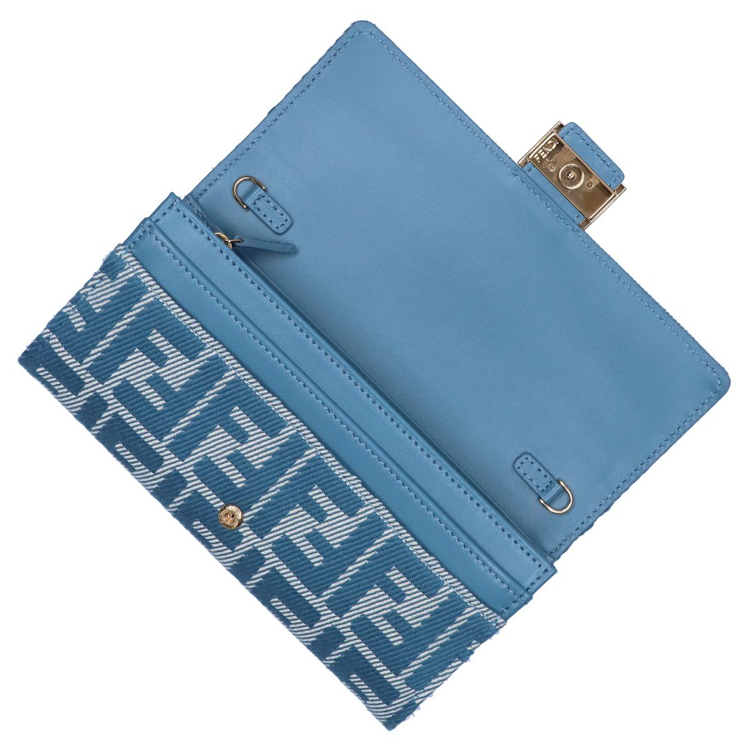 フェンディ FENDI 長財布 チェーンウォレット DENIM ブルーデニム調FFジャカード 8M0365 AUNJ F1SKL CARF WHITE BLUE+