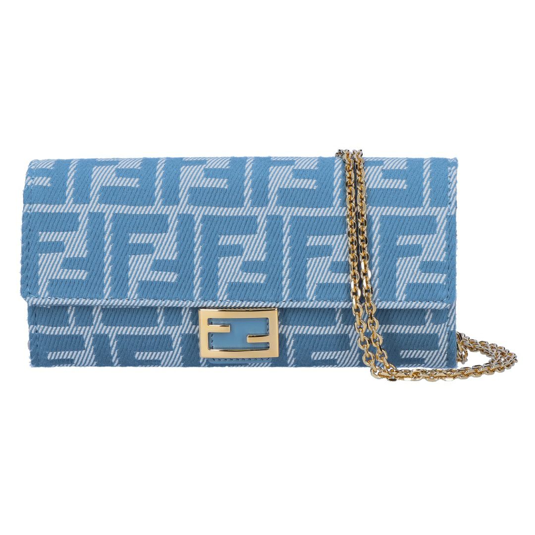 フェンディ FENDI 長財布 チェーンウォレット DENIM ブルーデニム調FFジャカード 8M0365 AUNJ F1SKL CARF WHITE BLUE+