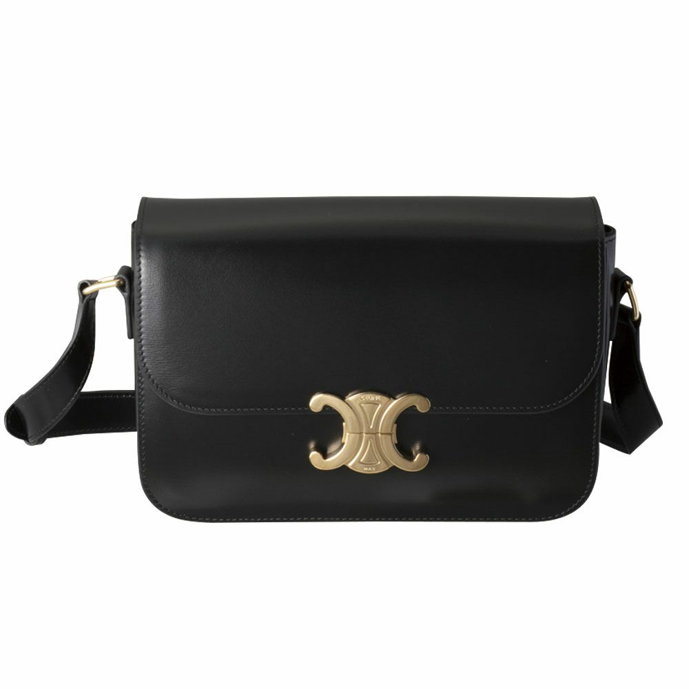 【予約会対象品】 セリーヌ CELINE ハンドバッグ クラシック トリオンフ バッグ ／ シャイニーカーフスキン 18736 3BF4 38NO BLACK ブラック 【お取り寄せ】