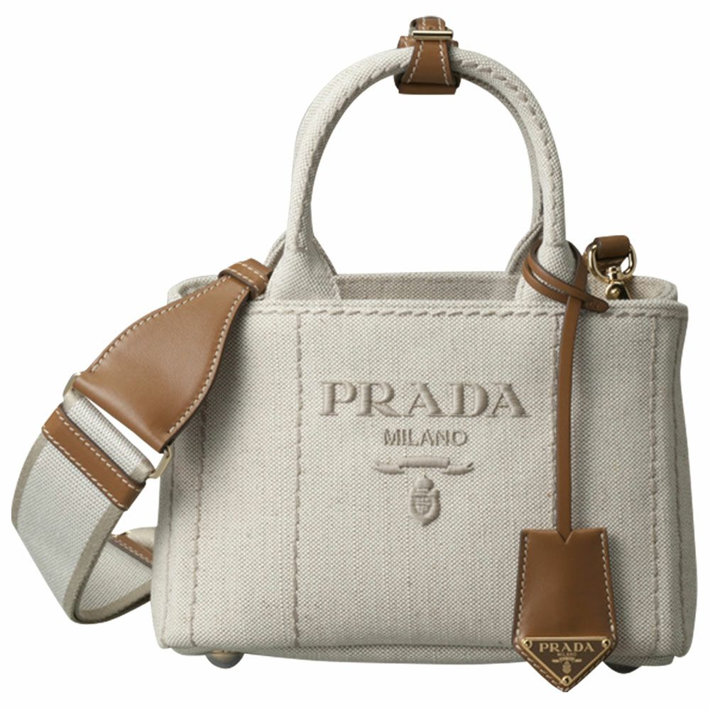 【予約会対象品】 プラダ PRADA ハンドバッグ リネンブレンド ミニハンドバッグ 1BA038_2CX9_F0018_V_8OM ホワイト 【お取り寄せ】