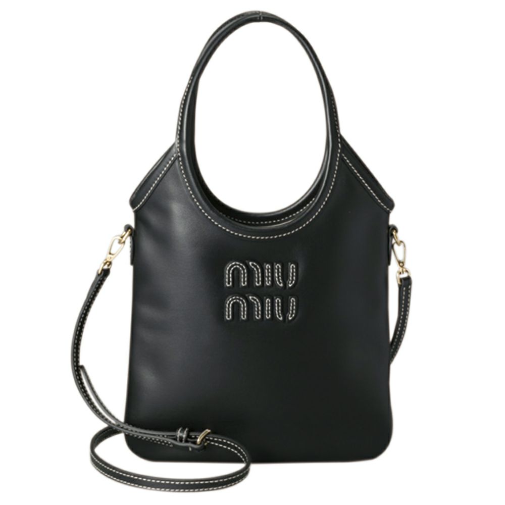 【予約会対象品】 ミュウミュウ MIUMIU ハンドバッグ アイビー レザー ハンドバッグ 5BA281 2CRW OLN ブラック 【お取り寄せ】