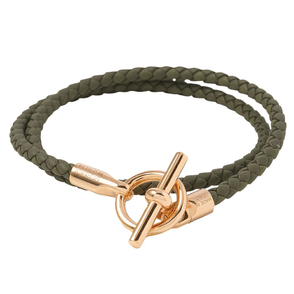 【予約会対象品】 エルメス HERMES ブレスレット グレナン ドゥブルトゥール H071689FO カーキグリーン 【お取り寄せ】