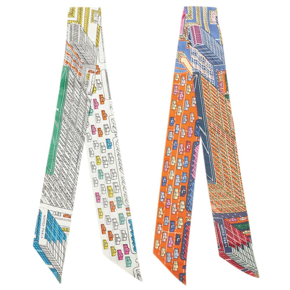【予約会対象品】 エルメス HERMES スカーフ ツイリー パンタン・シティ H063969S ホワイト 【お取り寄せ】