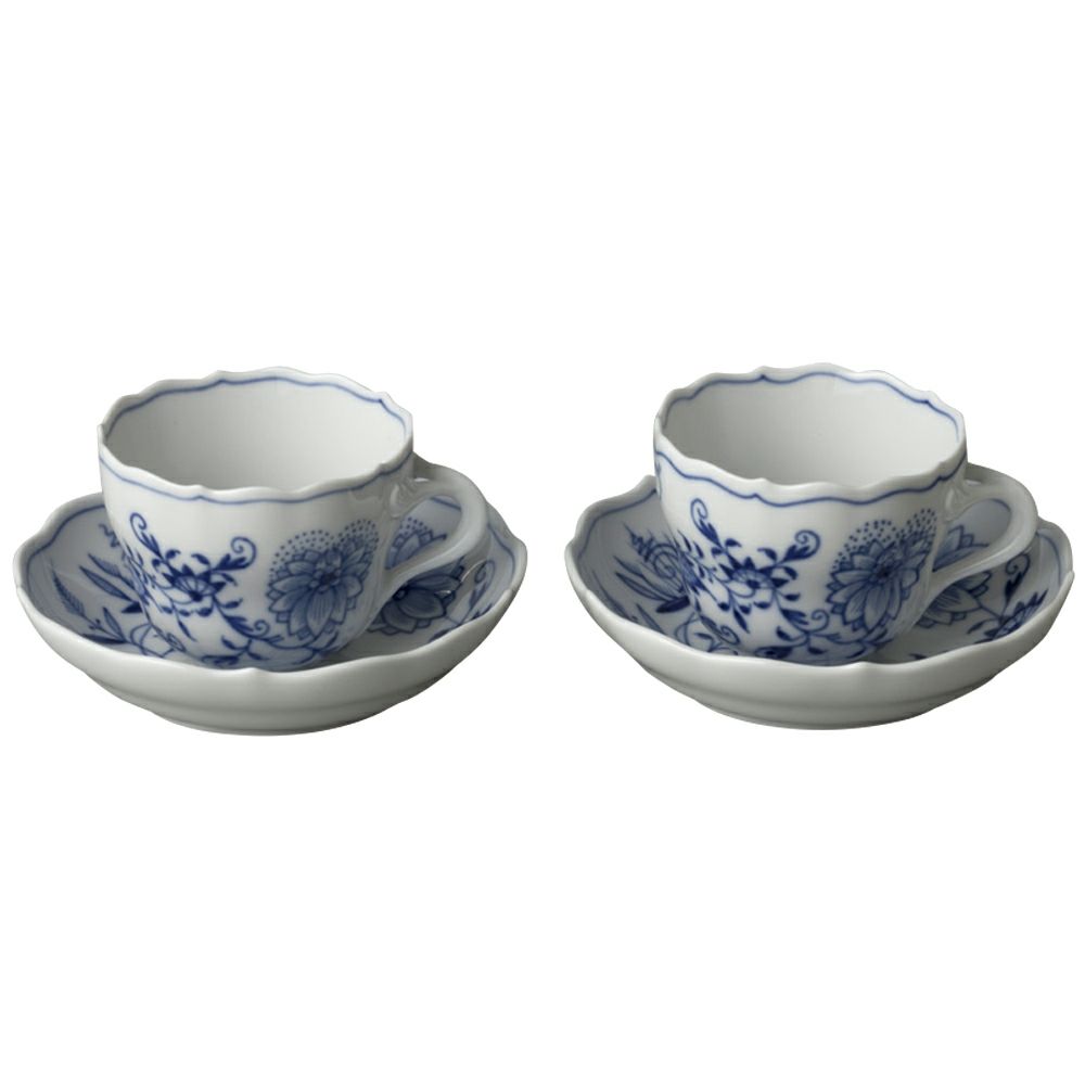 【予約会対象品】 マイセン MEISSEN コーヒーカップ セット ブルーオニオン モカカップ＆ソーサー ペア 800101/00580/2P ブルー 【お取り寄せ】