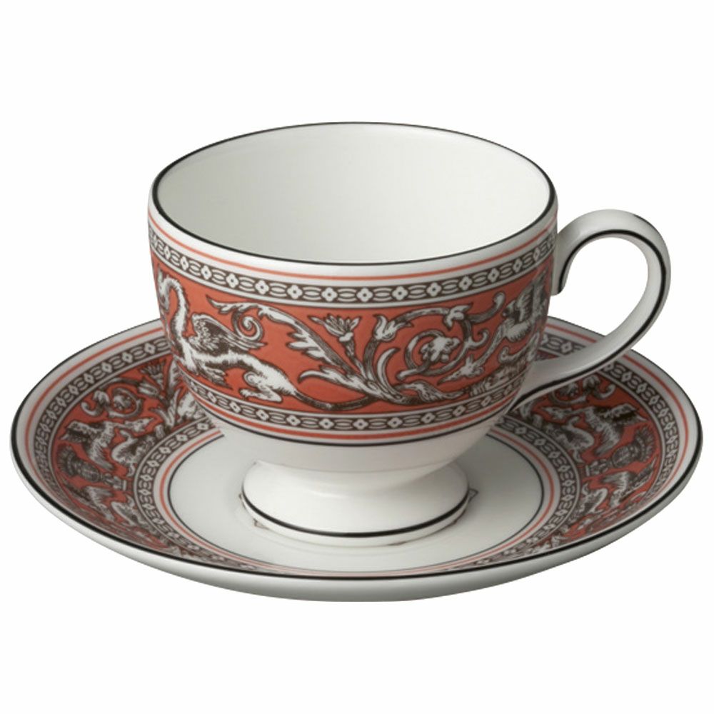 【予約会対象品】 ウェッジウッド WEDGWOOD ティーカップ カップ＆ソーサー フロレンティーンサーモン ティーカップ＆ソーサー（リー） 1070729 オレンジ 【お取り寄せ】