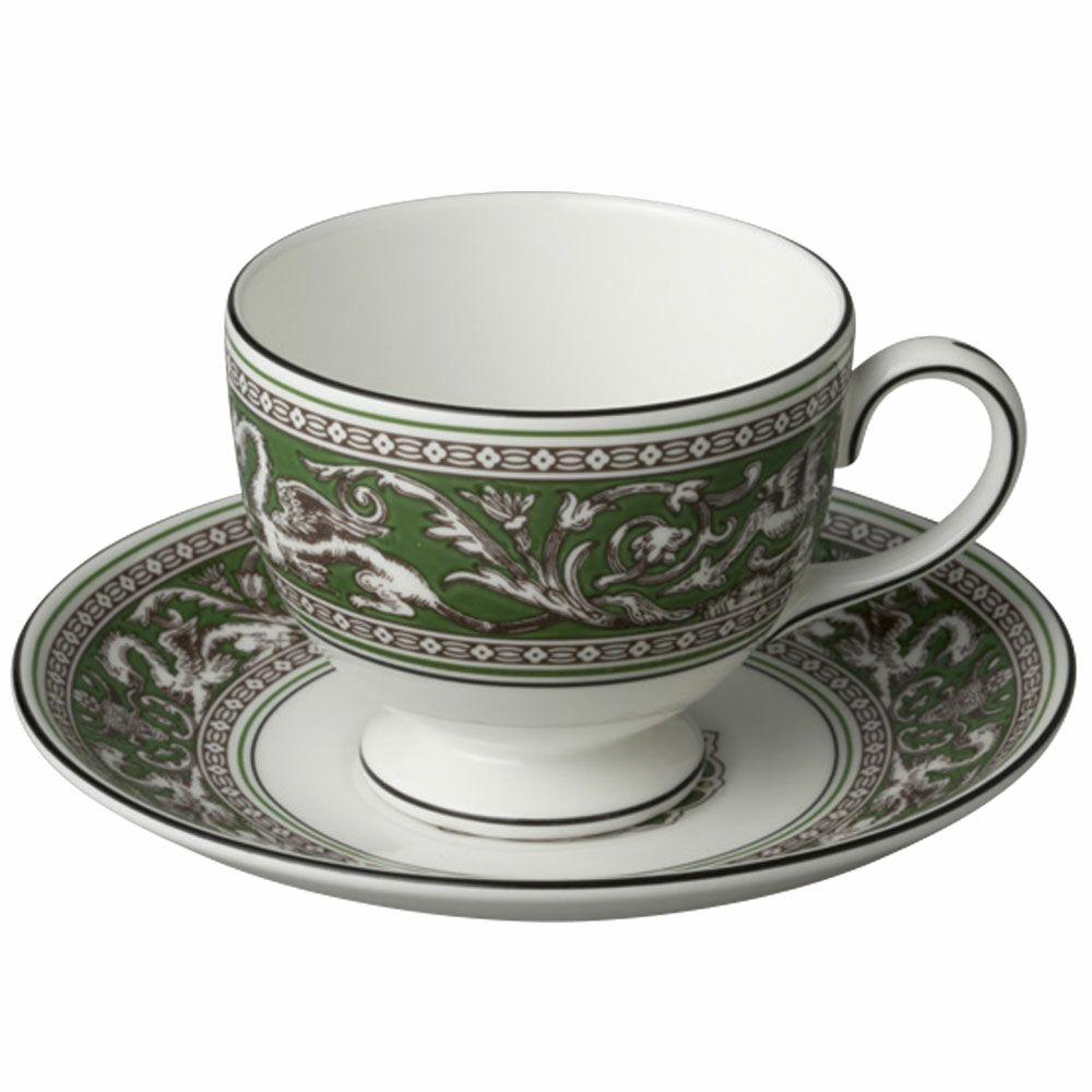 【予約会対象品】 ウェッジウッド WEDGWOOD ティーカップ カップ＆ソーサー フロレンティーンヴェルデ ティーカップ＆ソーサー（リー） 1070851 グリーン 【お取り寄せ】