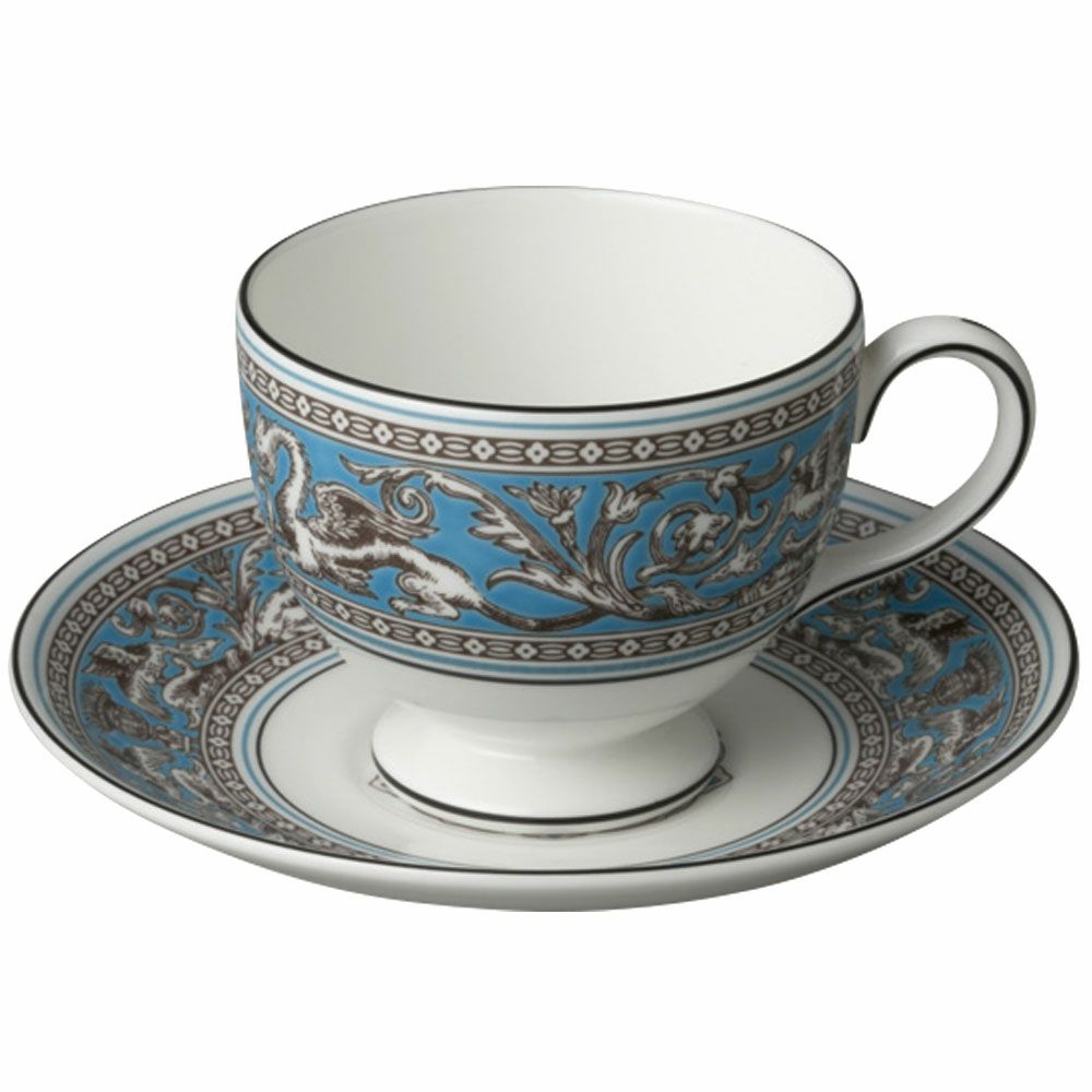 【予約会対象品】 ウェッジウッド WEDGWOOD ティーカップ カップ＆ソーサー フロレンティーン ターコイズ ティーカップ＆ソーサー 1070728 ブルー 【お取り寄せ】