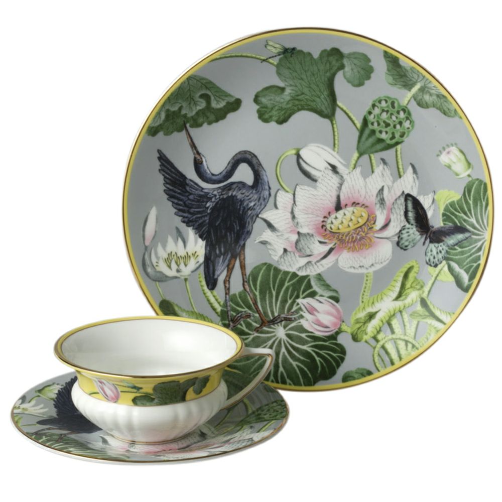 【予約会対象品】 ウェッジウッド WEDGWOOD ティーカップ セット ワンダーラスト ウォーターリリー ティーカップ＆ソーサー・プレート グレー 【お取り寄せ】