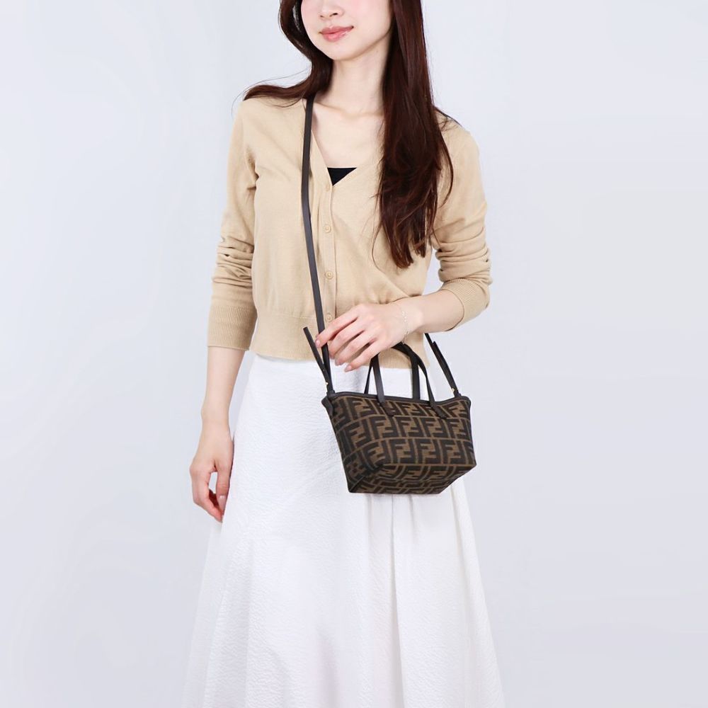 フェンディ FENDI 2WAYバッグ MINI ROLL 8BS096 AFPM F1GL7 T.MORO+R.EBANO+OS FF ジャガードバッグ