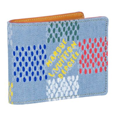 ルイヴィトン LOUIS VUITTON 折り財布 二つ折り財布 N00186 LV バーズ･ダミエ デニム ポルトフォイユ・ミュルティプル