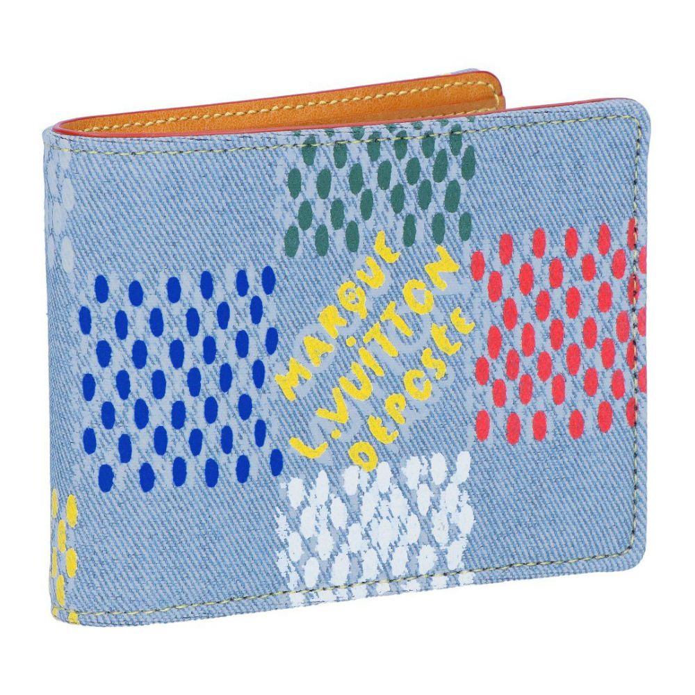 ルイヴィトン LOUIS VUITTON 折り財布 二つ折り財布 N00186 LV バーズ･ダミエ デニム ポルトフォイユ・ミュルティプル