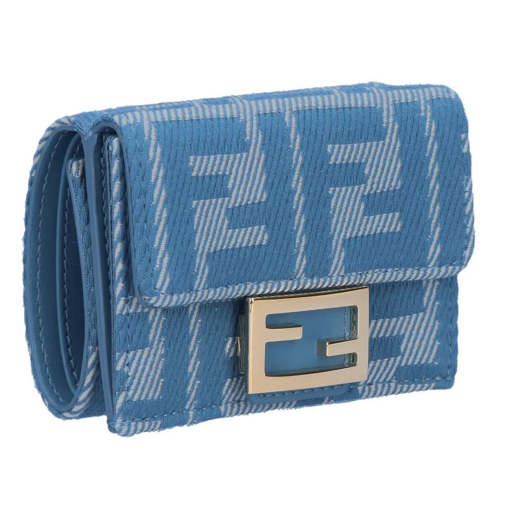 フェンディ FENDI 折財布 三つ折り財布 FFジャガード 8M0395 AUNJ F1SKL WHITE BLUE+ DENIM ブルーデニム 【お取り寄せ】