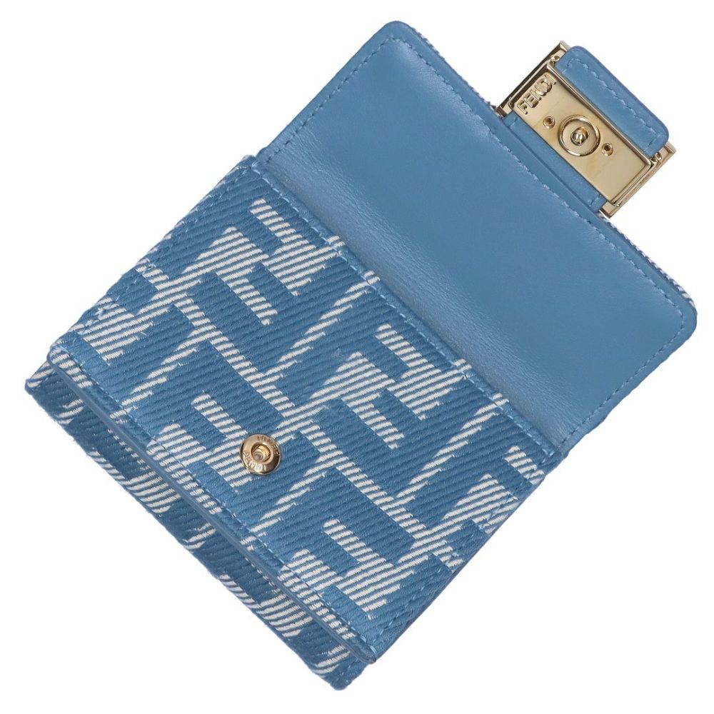 フェンディ FENDI 折財布 三つ折り財布 FFジャガード 8M0395 AUNJ F1SKL WHITE BLUE+ DENIM ブルーデニム 【お取り寄せ】