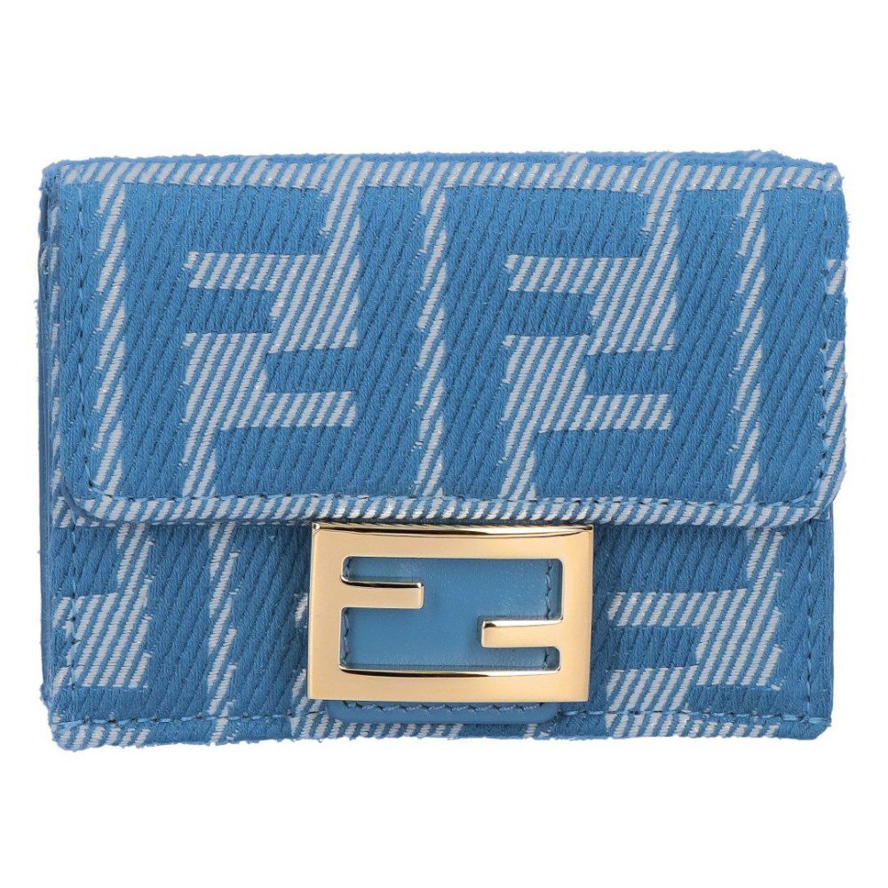 フェンディ FENDI 折財布 三つ折り財布 FFジャガード 8M0395 AUNJ F1SKL WHITE BLUE+ DENIM ブルーデニム 【お取り寄せ】