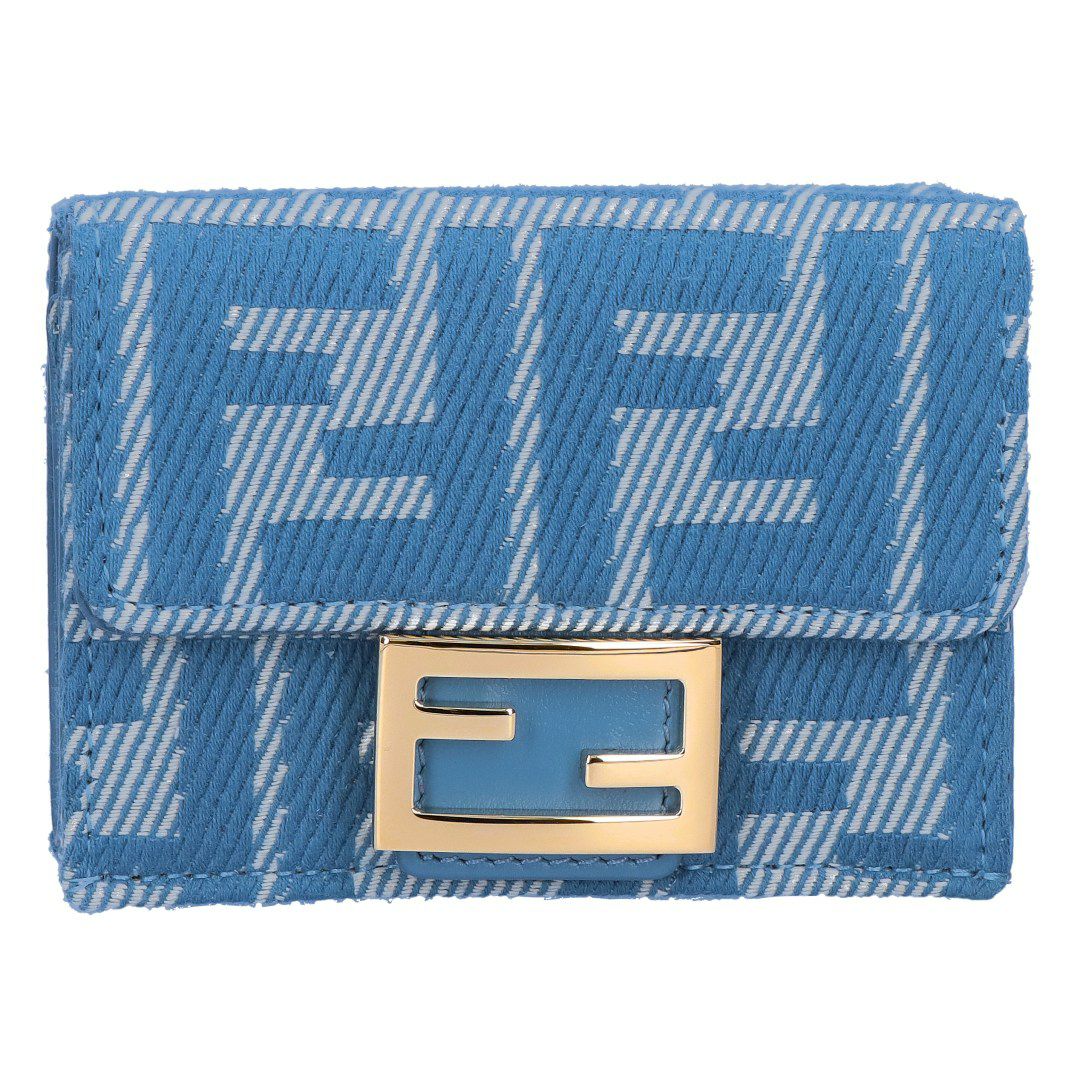 フェンディ FENDI 折財布 三つ折り財布 FFジャガード 8M0395 AUNJ F1SKL WHITE BLUE+ DENIM ブルーデニム 【お取り寄せ】
