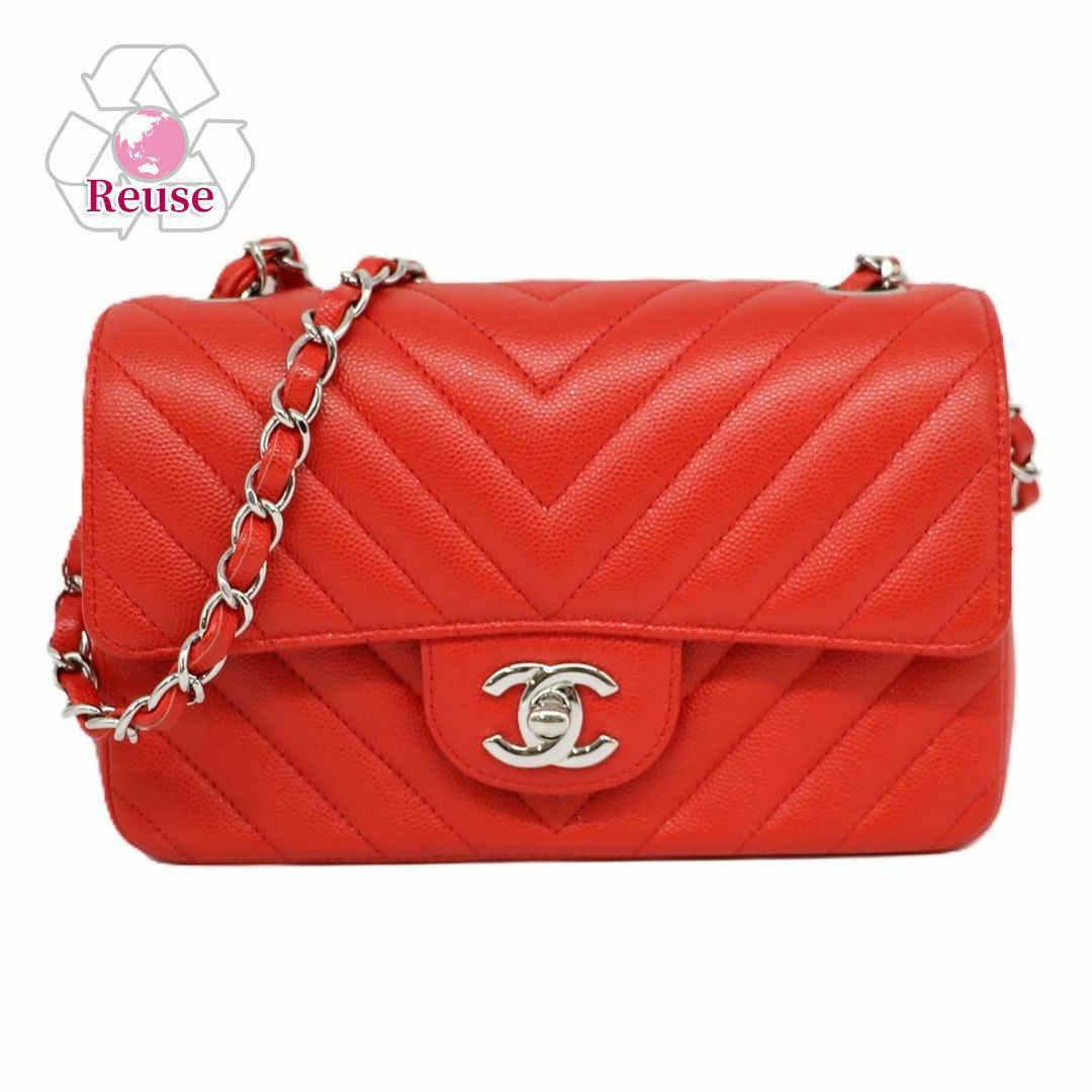 【リユース品】 シャネル CHANEL バッグ ショルダーバッグ シェブロンVステッチチェーンショルダーバッグ レッド 【お取り寄せ】