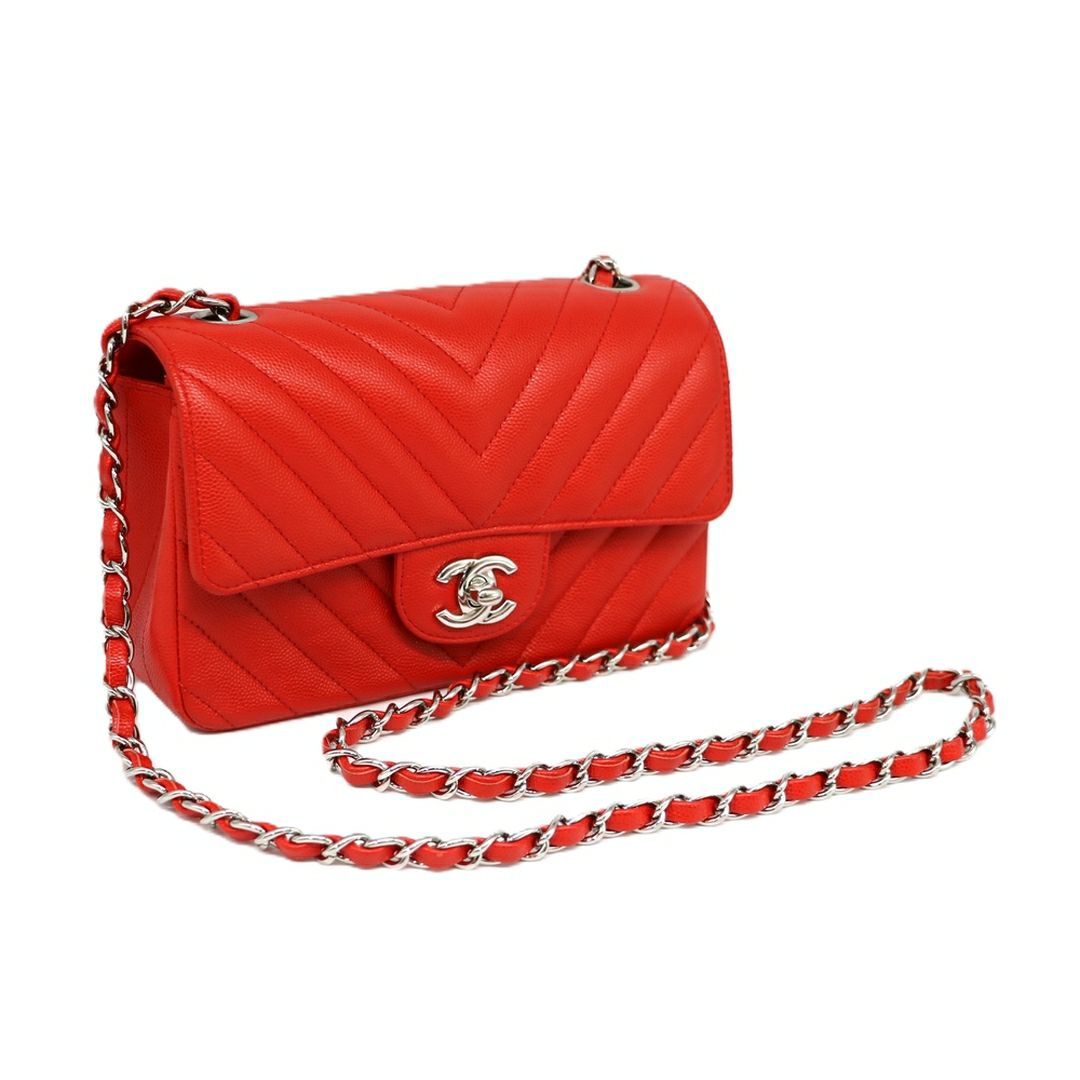 【リユース品】 シャネル CHANEL バッグ ショルダーバッグ シェブロンVステッチチェーンショルダーバッグ レッド 【お取り寄せ】