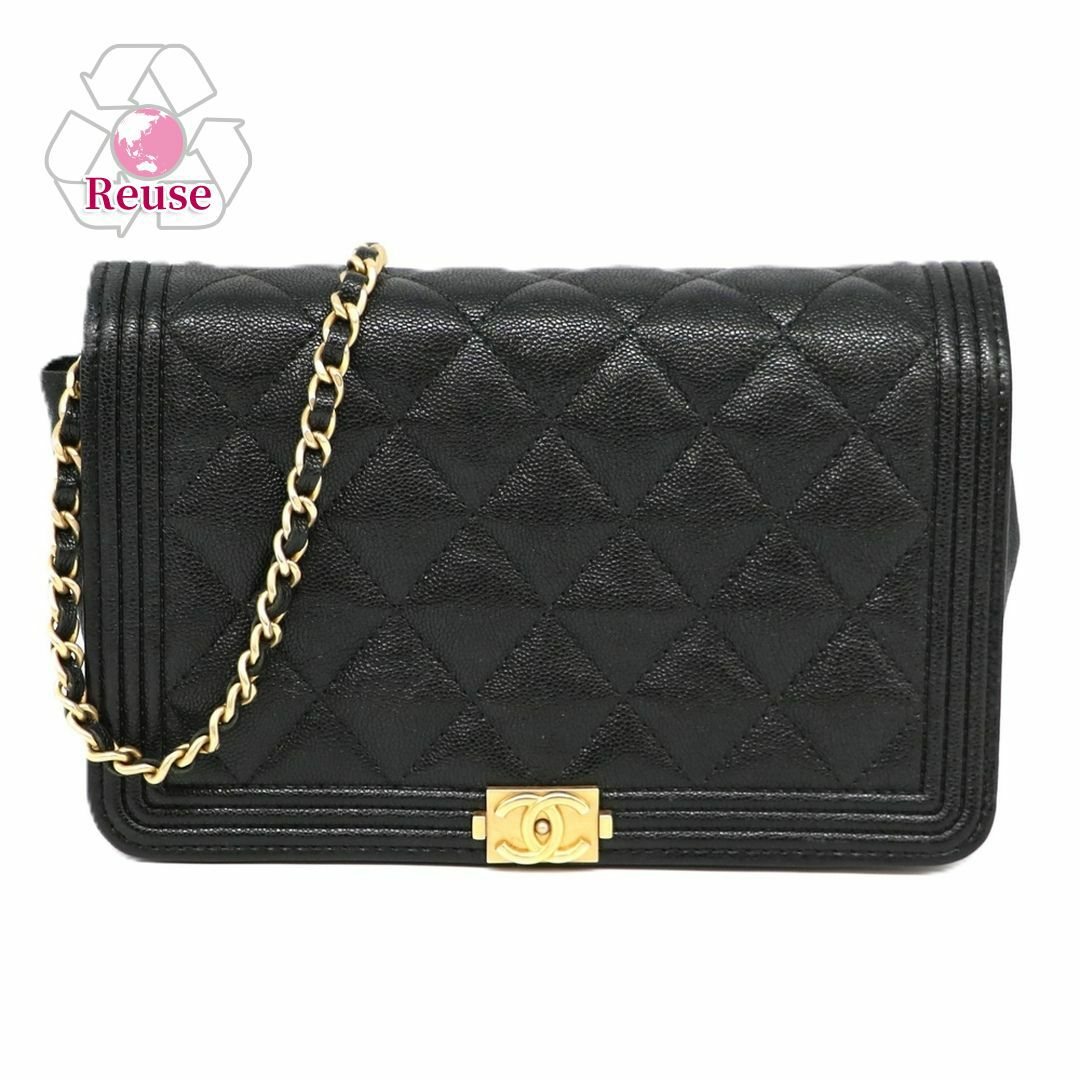 【リユース品】 シャネル CHANEL バッグ チェーンウォレット ボーイシャネルチェーンウォレット AP1117 ブラック 【お取り寄せ】