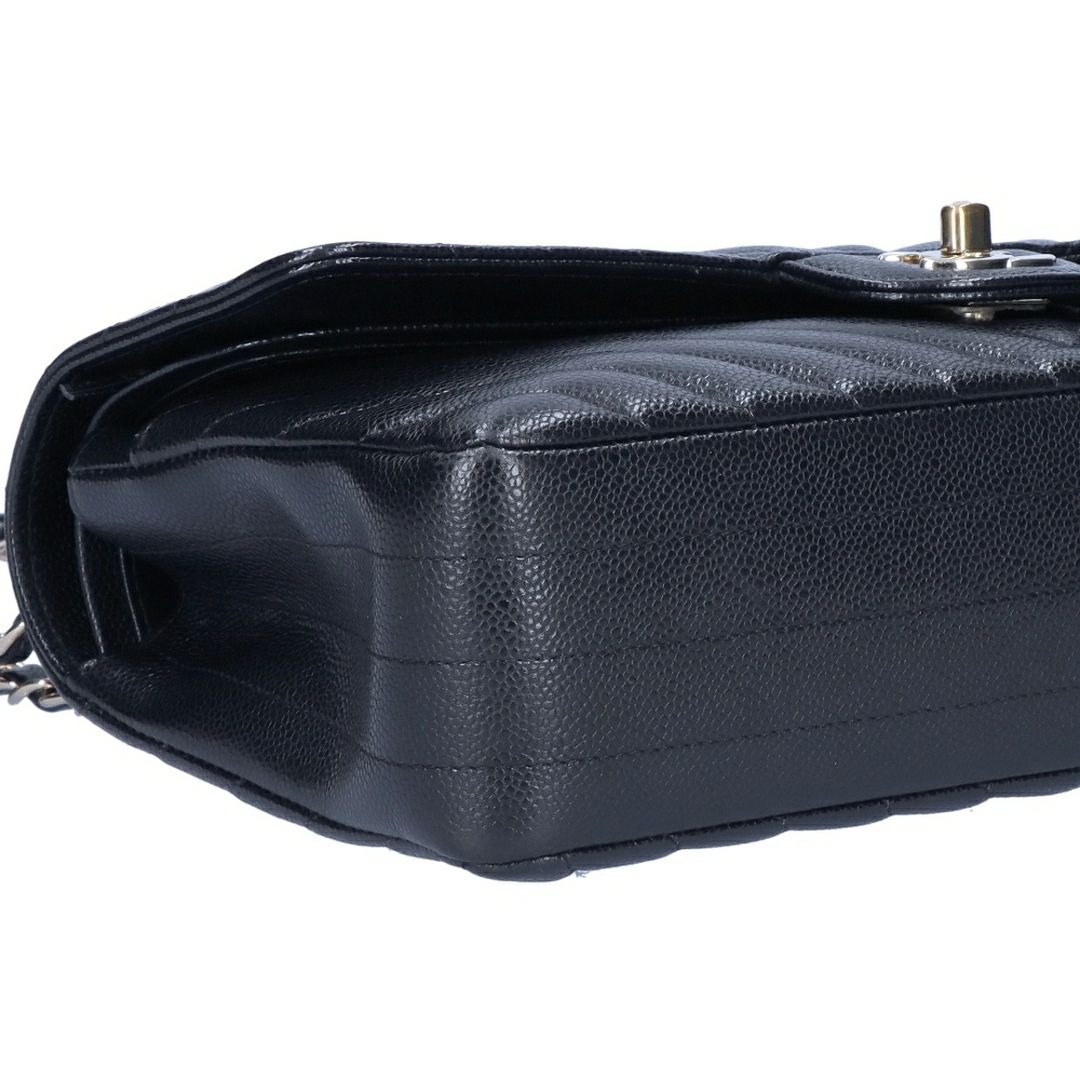 【リユース品】 シャネル CHANEL バッグ ショルダーバッグ シェブロンVステッチダブルフラップチェーンショルダーバッグ ブラック 【お取り寄せ】