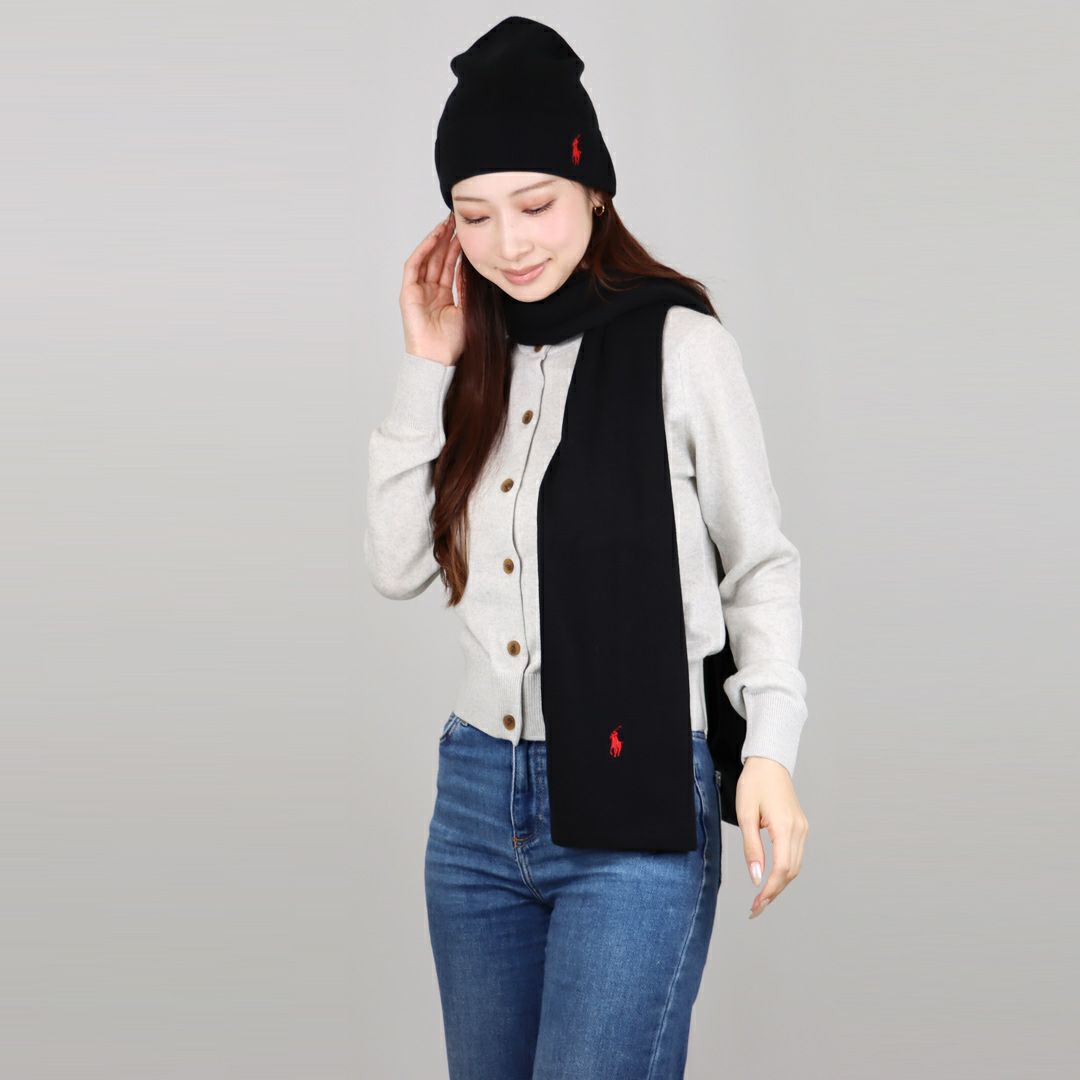 ポロ ラルフローレン POLO RALPH LAUREN ニット帽 ビーニー マフラー 2点セット PC1374