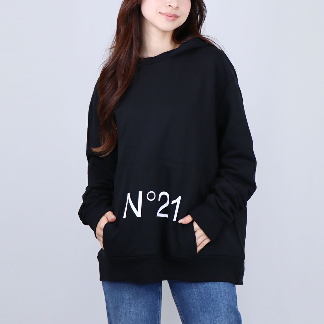 ヌメロヴェントゥーノ N°21 レディース スウェット パーカー フーディ プルオーバー N21893N0154 0N900 BLACK
