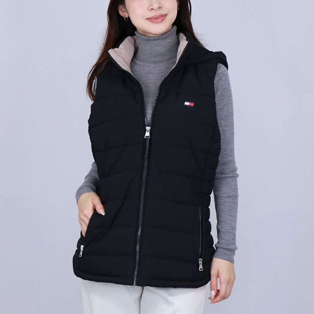 トミーヒルフィガー TOMMY HILFIGER レディース ベスト 中綿ベスト TPO9648V BLACK パデッドベスト