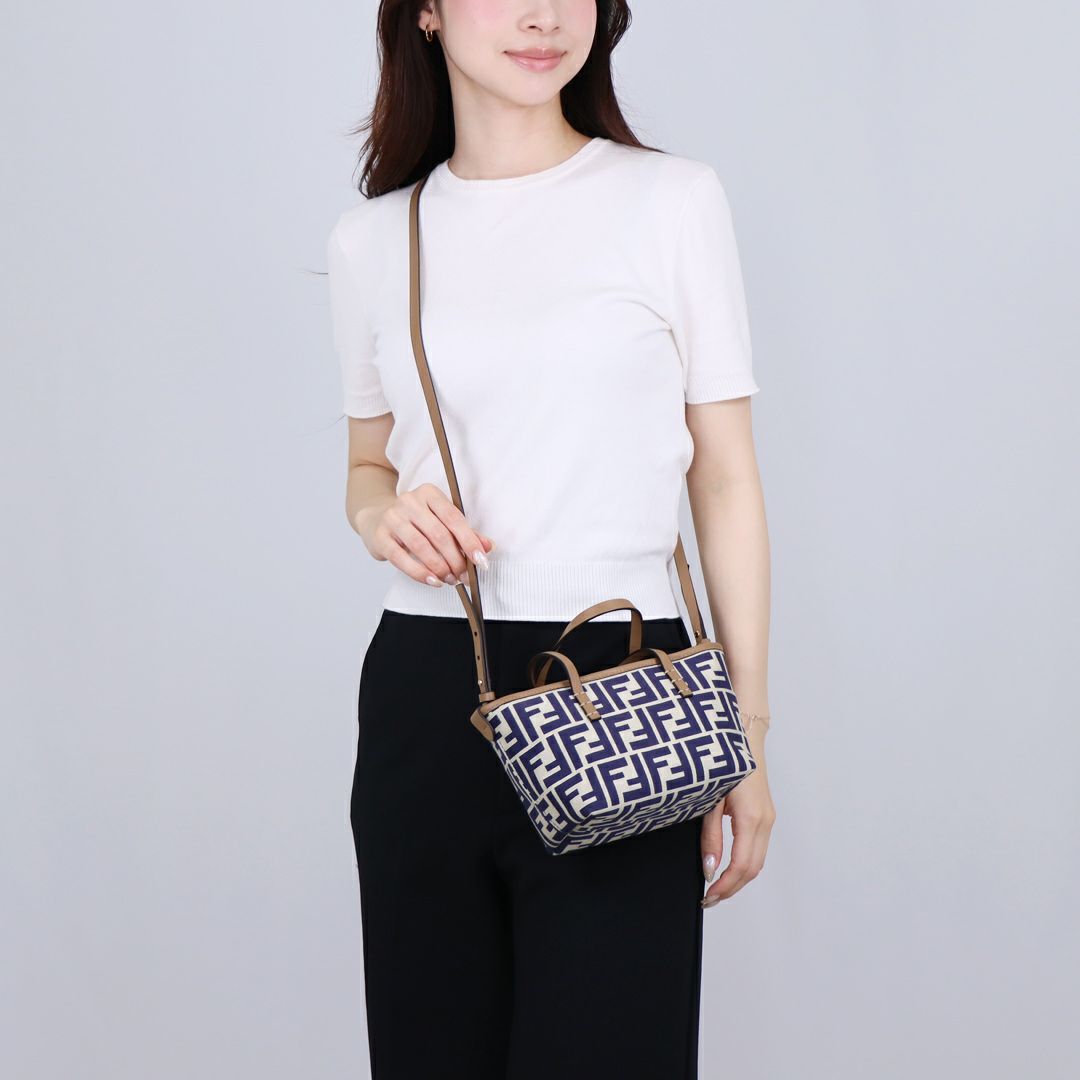 フェンディ FENDI ２WAYバッグ MINI ROLL 8BS096 AOVJ F1PIR BEIGE+MIDNIGHT+SAND+SOFT GOLD 【お取り寄せ】
