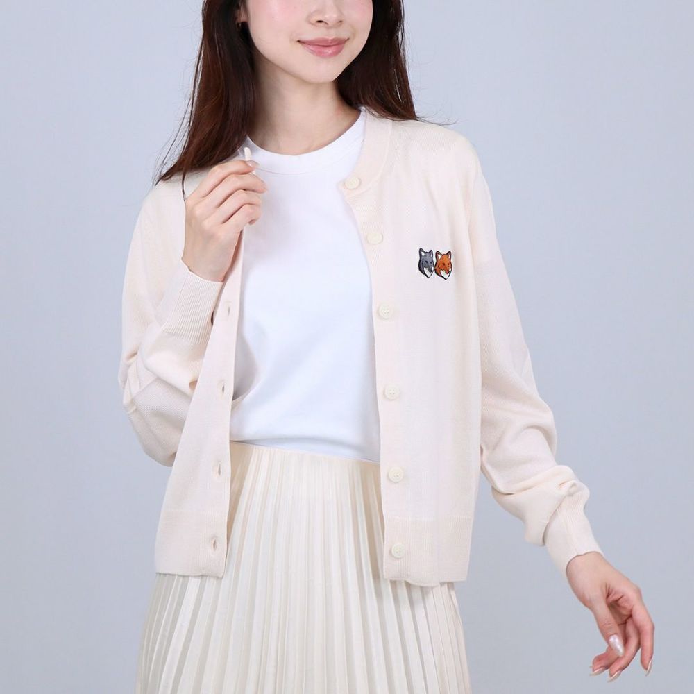 メゾンキツネ MAISON KITSUNE レディース カーディガン ダブル ボールド フォックスヘッド パッチ レギュラー OW051CFKT1036