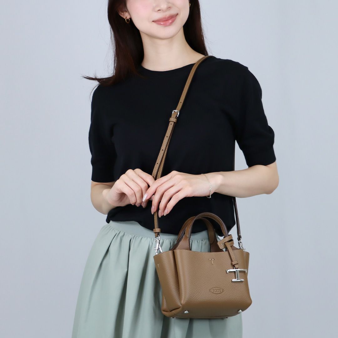 トッズ TODS 2WAYバッグレザー バッグ マイクロ Tタイムレス XBWAPAFL000 QRI 3L26 DARK BROWN