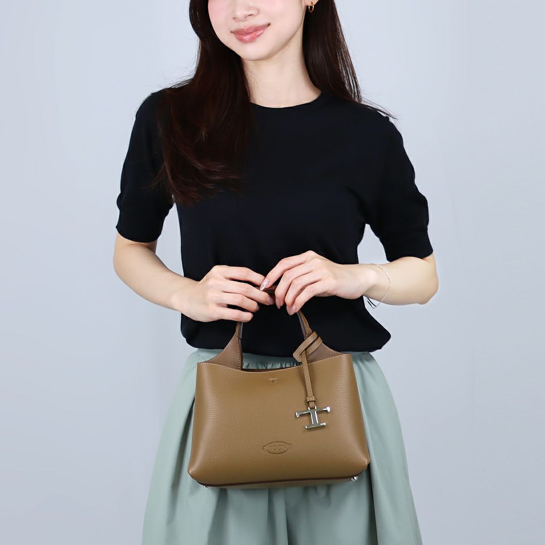 トッズ TODS 2WAYバッグ レザー バッグ マイクロ Tタイムレス XBWAPAEL000 QRI 3L26 DARK BROWN