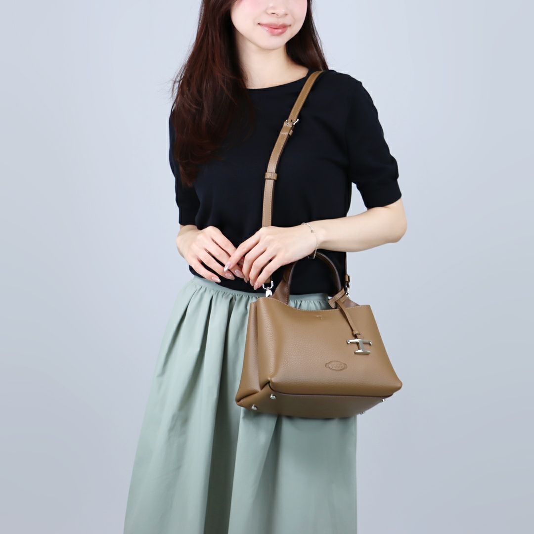 トッズ TODS 2WAYバッグ レザー バッグ マイクロ Tタイムレス XBWAPAEL000 QRI 3L26 DARK BROWN