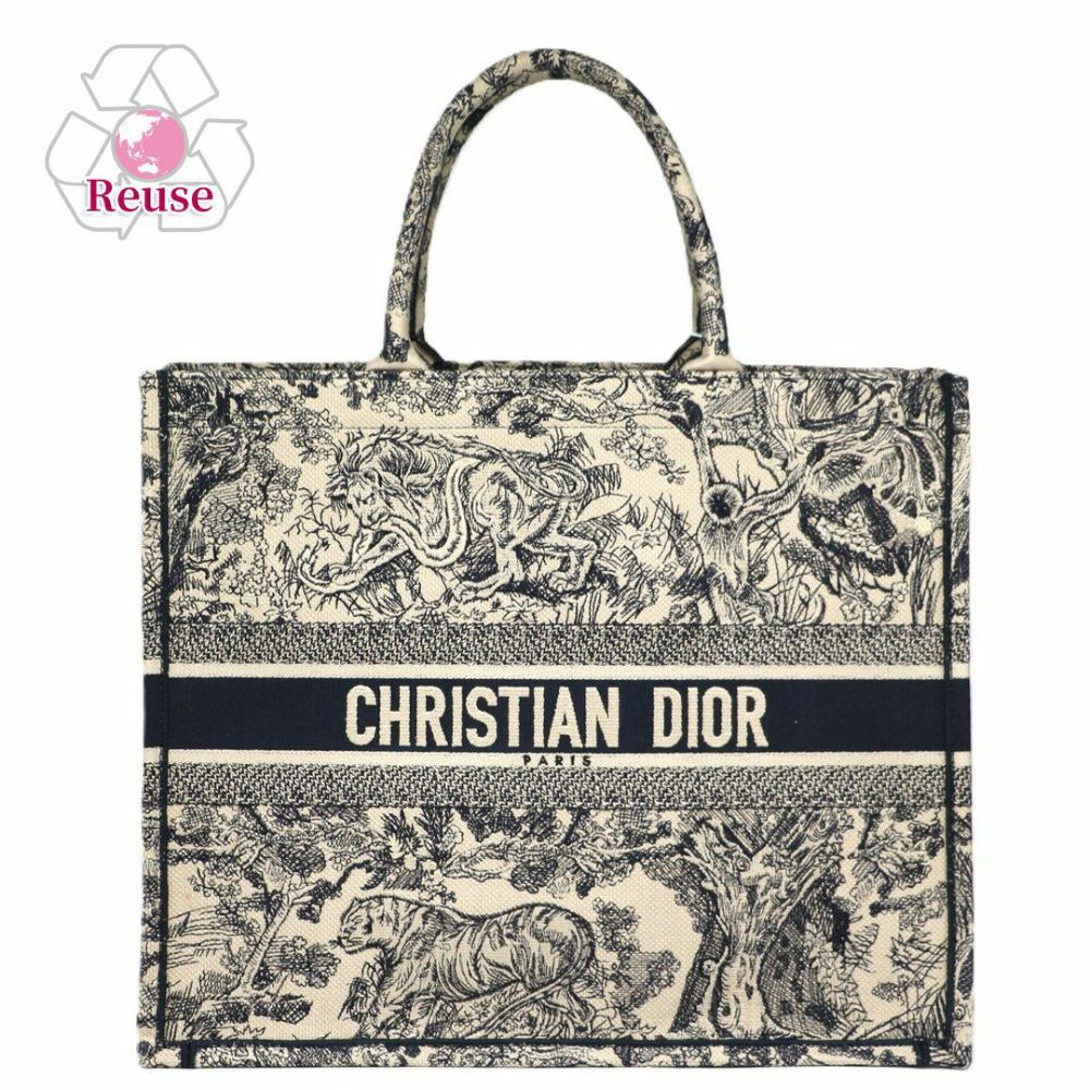 【リユース品】 ディオール DIOR バッグ トートバッグ ブックトート　ラージ ブラック/ホワイト 【お取り寄せ】