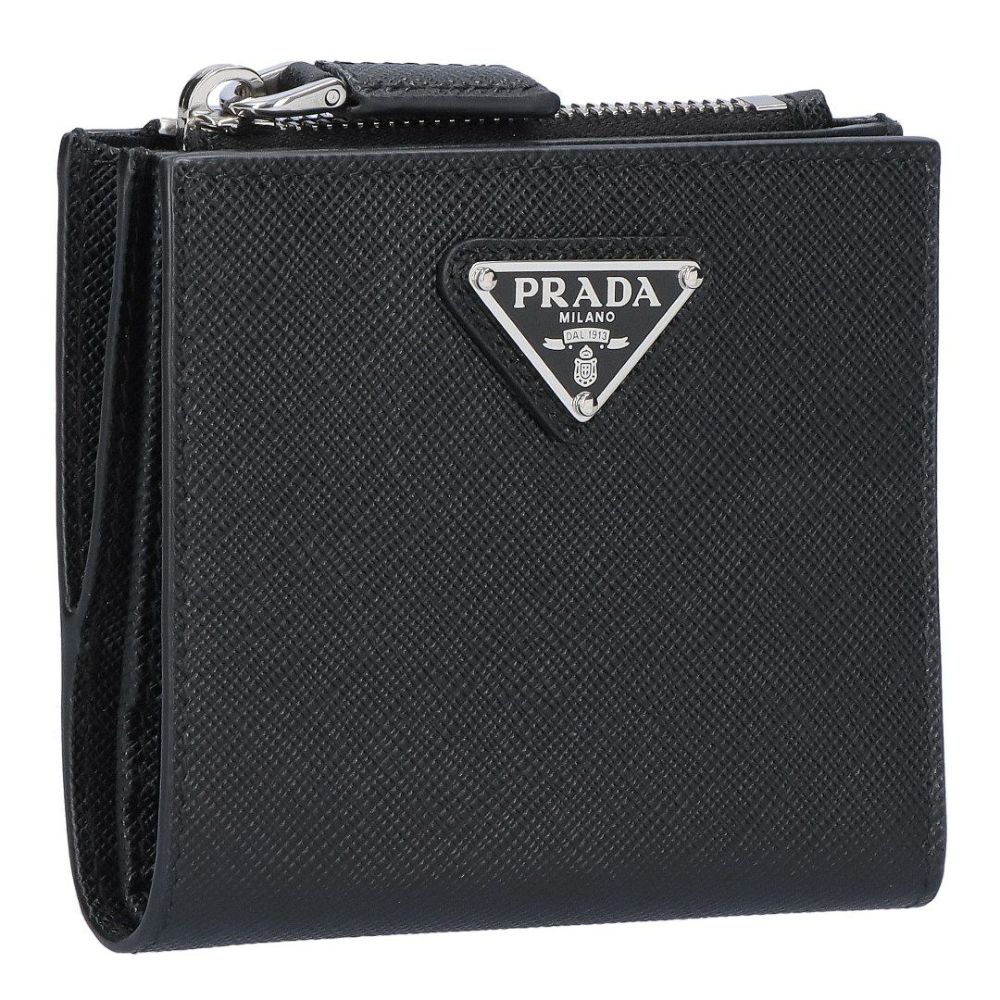 プラダ PRADA 折財布 二つ折り財布 SAFFIANO TRAIANGOLO サフィアーノトライアングル 2ML049 QHH F0002 NERO 【お取り寄せ】