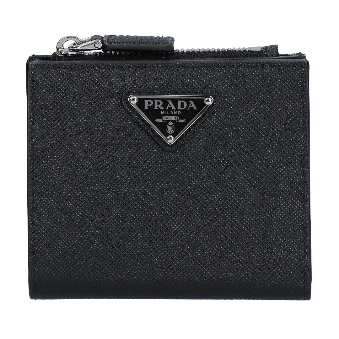 プラダ PRADA 折財布 二つ折り財布 SAFFIANO TRAIANGOLO サフィアーノトライアングル 2ML049 QHH F0002 NERO 【お取り寄せ】