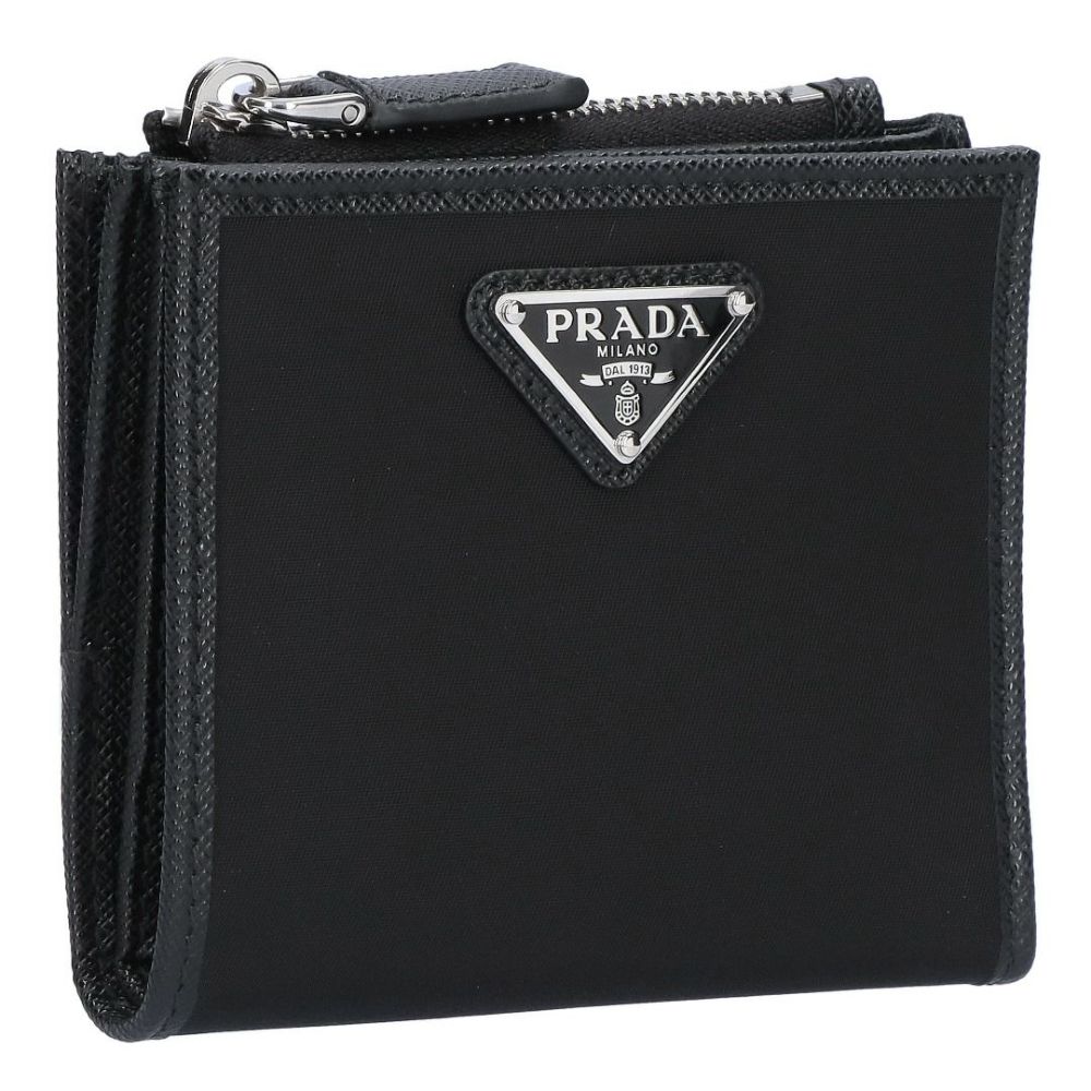 プラダ PRADA 折財布 二つ折り財布 TESSUTO+SAFFIAN テスートサフィアーノ 2ML049 2DMH F0002 NERO 【お取り寄せ】