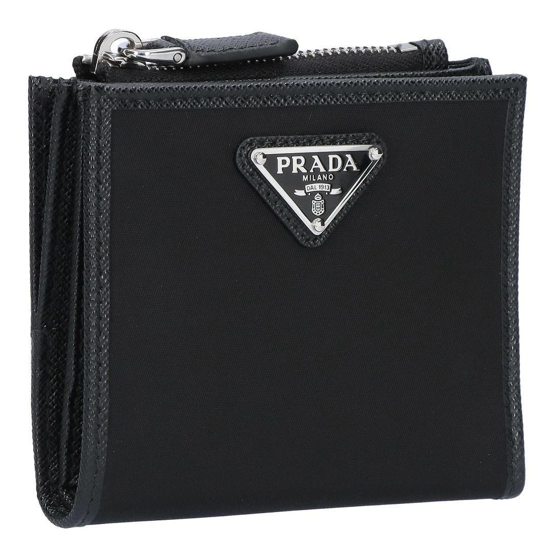 プラダ PRADA 折財布 二つ折り財布 TESSUTO+SAFFIAN テスートサフィアーノ 2ML049 2DMH F0002 NERO 【お取り寄せ】